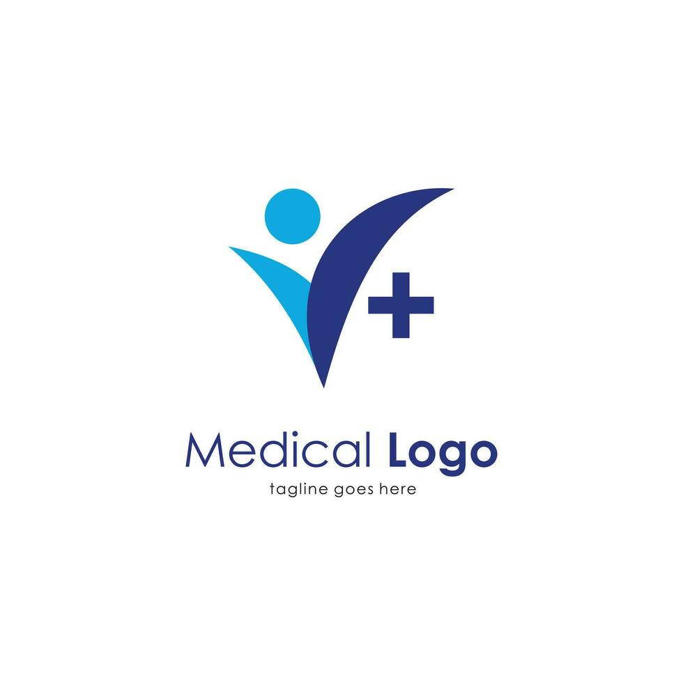 médical logo conception avec content gens illustration et plus signe, moderne hôpital logo inspiration modèle vecteur