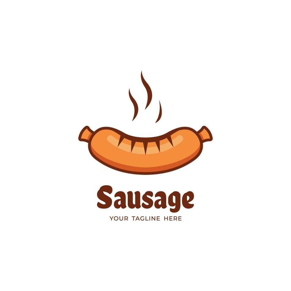 Facile chaud saucisse logo conception, moderne saucisse symbole avec décrit style modèle vecteur