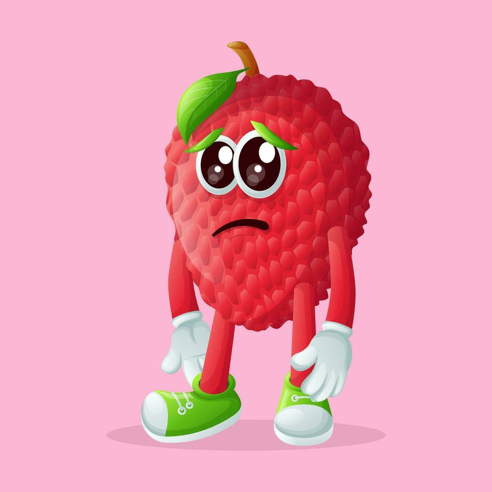 litchi personnage avec triste expression vecteur