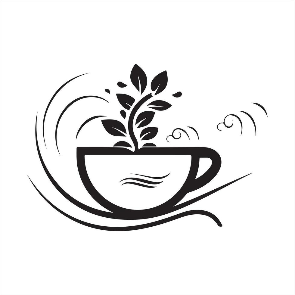 illustration de à base de plantes traditionnel thé. thé tasse, thé feuilles. Oriental, chinois thé logo modèle. vecteur image eps dix. plat minimaliste style.