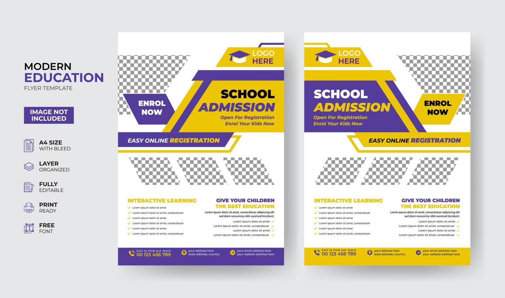 modèle d'affiche de dépliant d'admission à l'école en ligne créatif et moderne pour les enfants vecteur