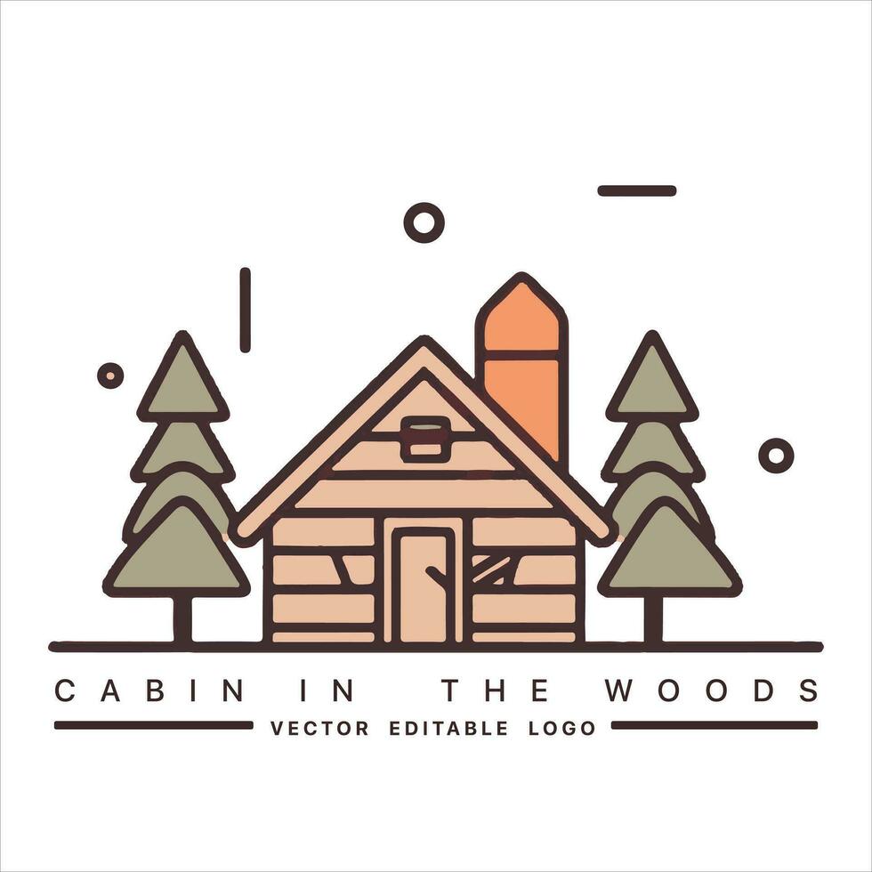 bois cabine logo modèle. cabine dans le les bois vecteur illustration. cabine locations logo. chalet dans le forêt autocollant.