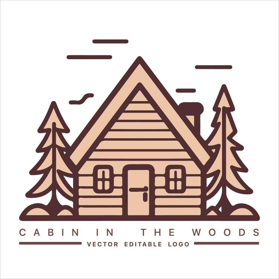 bois cabine logo modèle. cabine dans le les bois vecteur illustration. cabine locations logo. chalet dans le forêt autocollant.