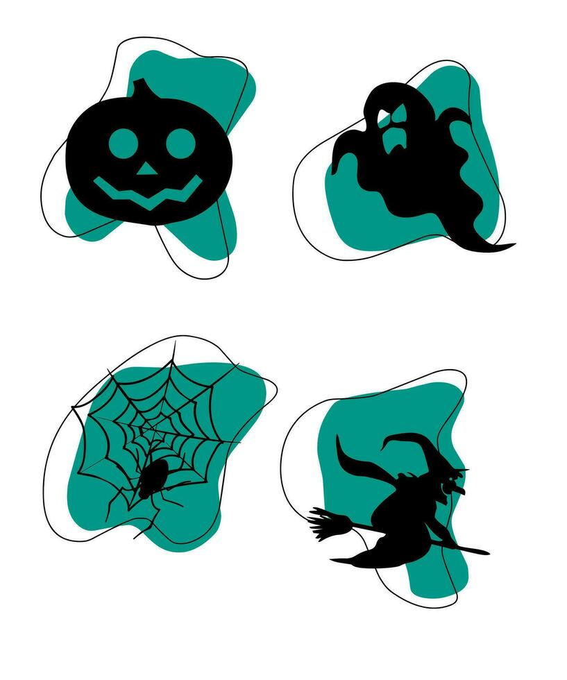 Halloween silhouettes éléments vecteur
