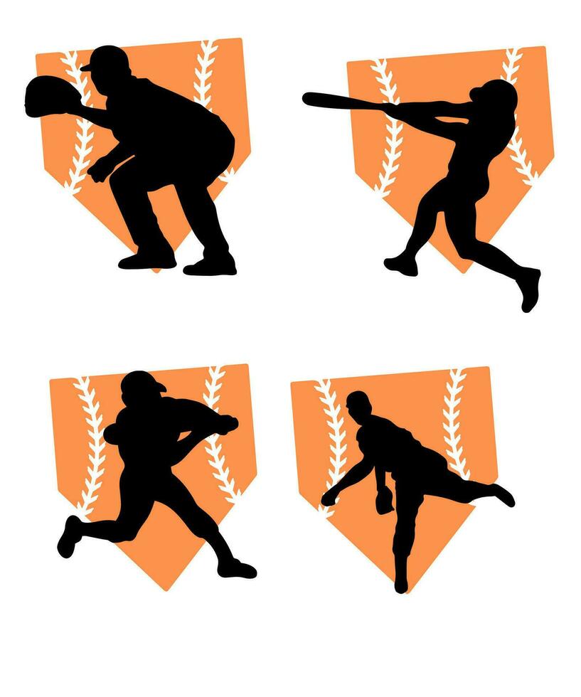 silhouette de joueur base-ball vecteur illustration conception concept, sport vecteur conception modèle