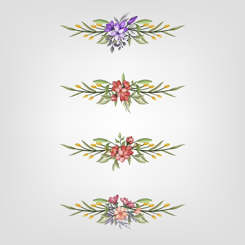ensemble botanique fleur floral éléments décoratif pour invitation vecteur