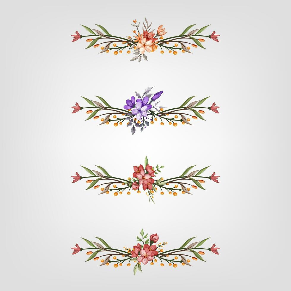 ensemble botanique fleur floral éléments décoratif pour invitation vecteur