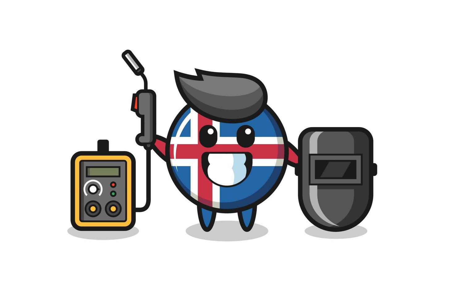 mascotte de personnage du drapeau de l'islande en tant que soudeur vecteur