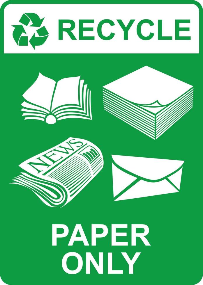 recycler le papier de signe seulement vecteur