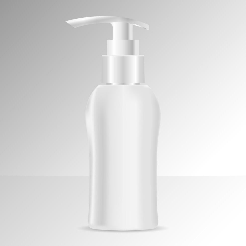 liquide savon ou shampooing bouteille modèle. produits de beauté ou médicament récipient. vecteur illustration. distributeur couvercle pot pour liquide Crème hydratante, crème, mousse. peau se soucier produit conception.