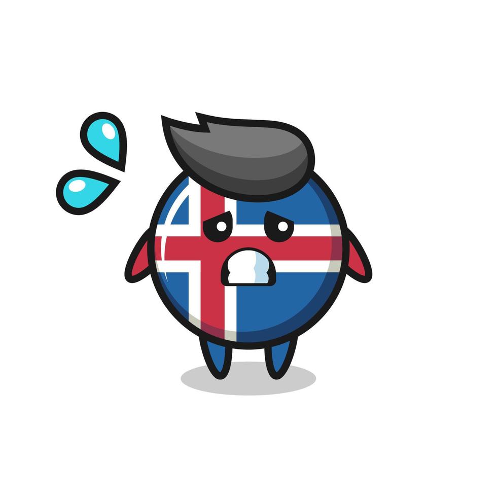 personnage mascotte du drapeau de l'islande avec un geste effrayé vecteur