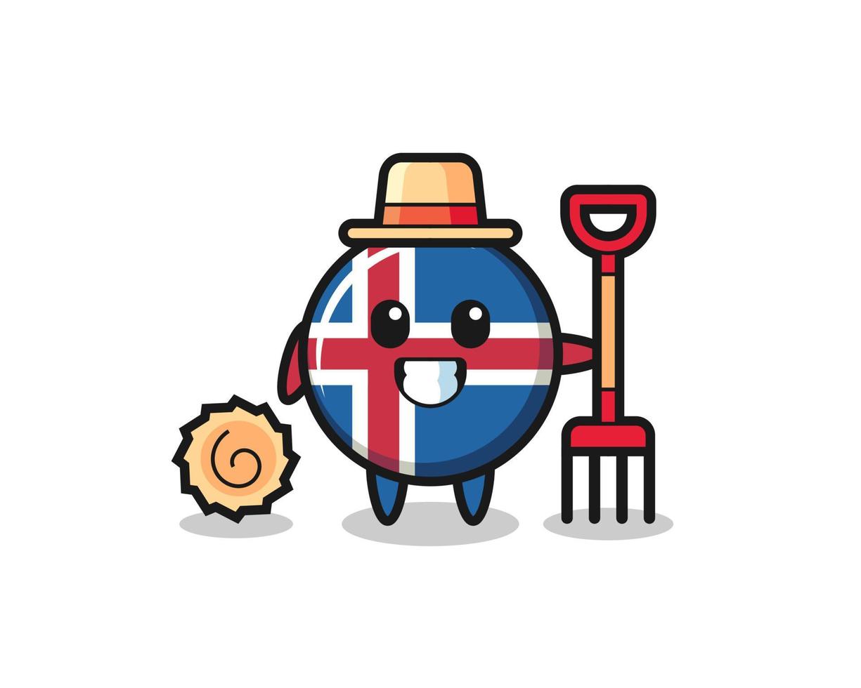 personnage mascotte du drapeau de l'islande en tant qu'agriculteur vecteur