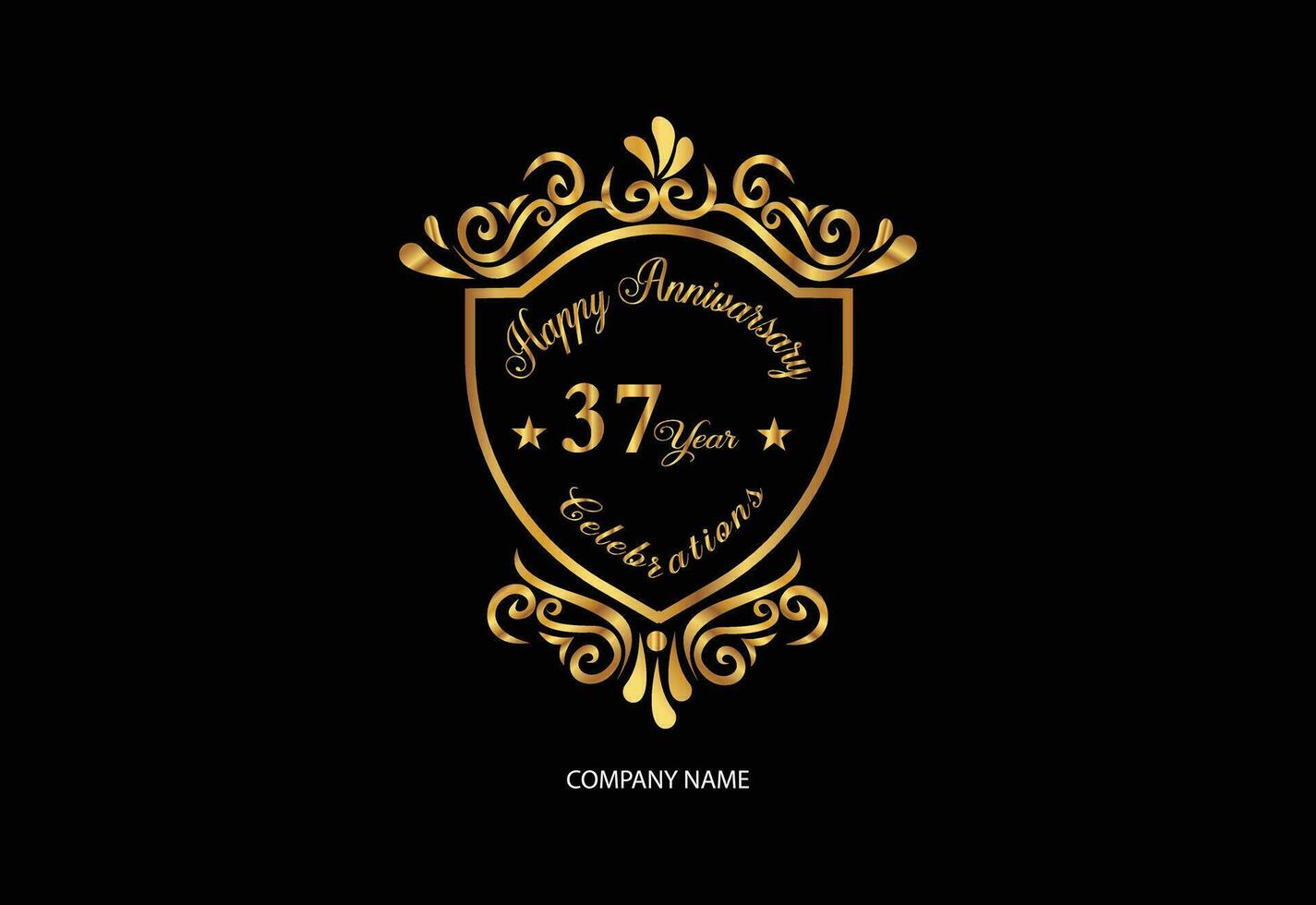 37 anniversaire fête logotype avec écriture d'or Couleur élégant conception vecteur