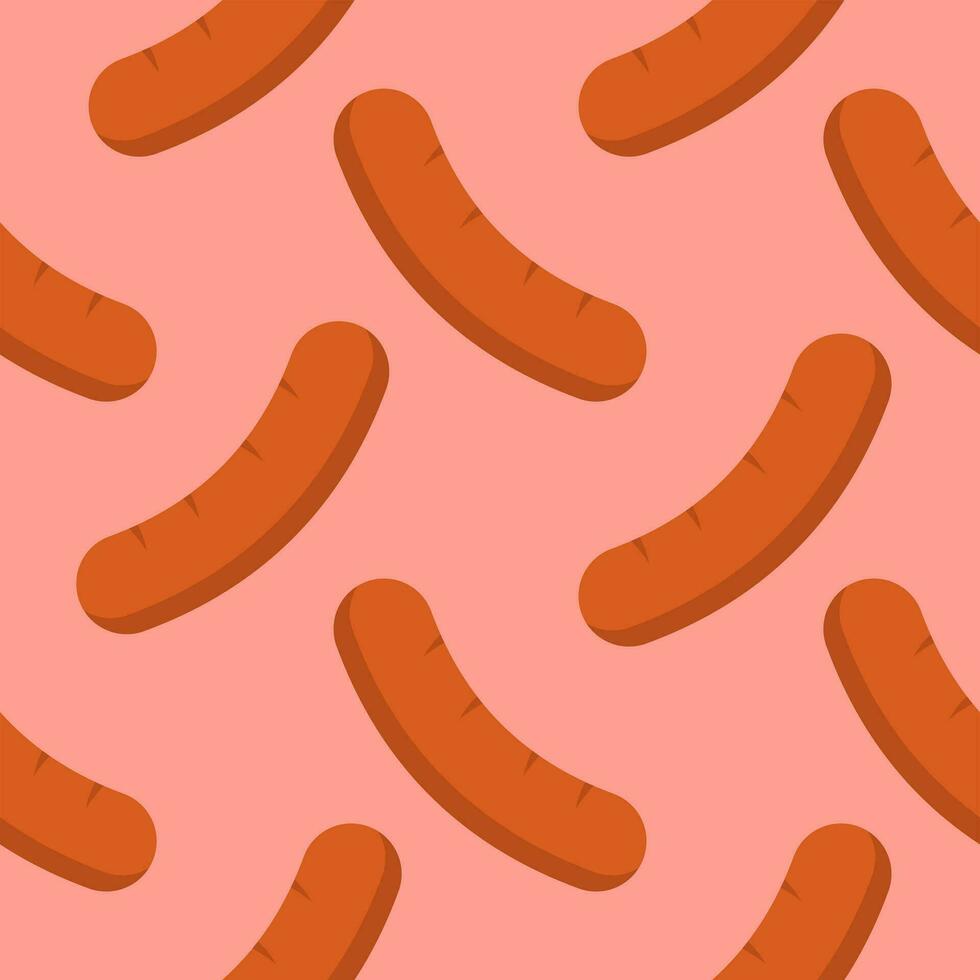 saucisse sans couture modèle. Contexte Viande produit brut fumé saucisse bâton et tranches. Viande délicatesse imprimer, vecteur illustration