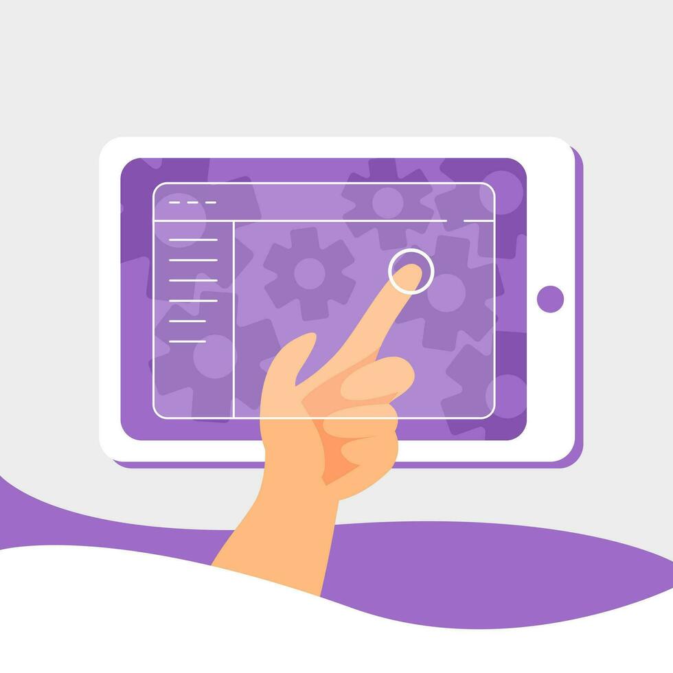 vecteur illustration de une doigt montrant information sur une tablette filtrer.