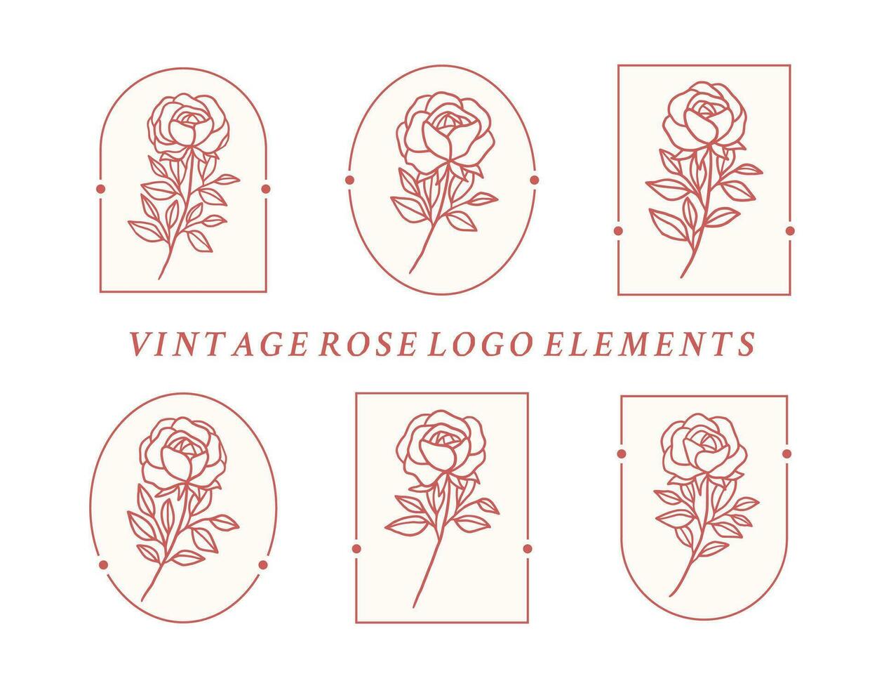 ancien main tiré Rose fleur logo élément collection avec Cadre vecteur