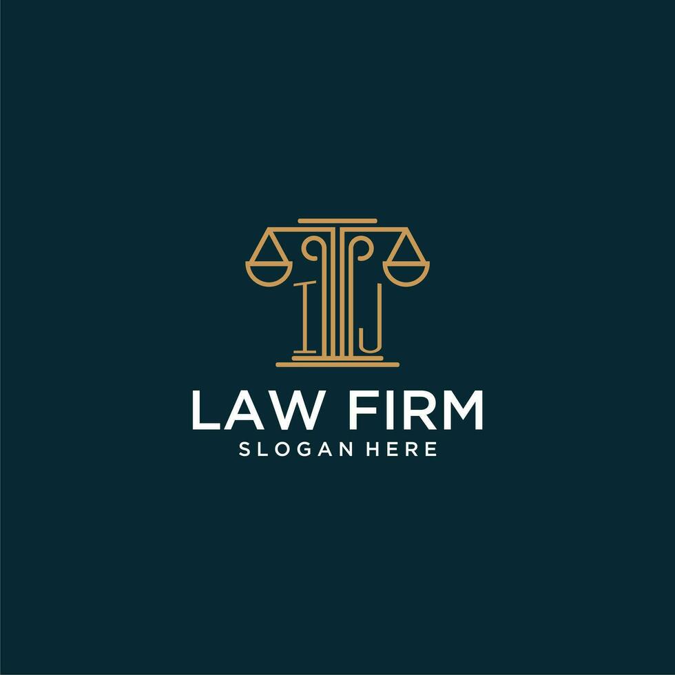 ij logo monogramme initial pour cabinet d'avocats avec dessin vectoriel à l'échelle