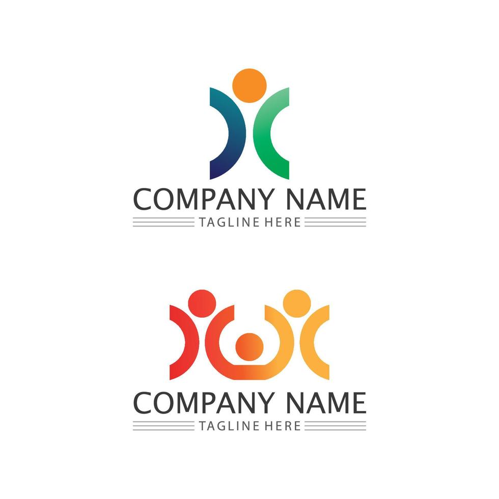 icône de soins communautaires de conception de logo humain et de personnes vecteur