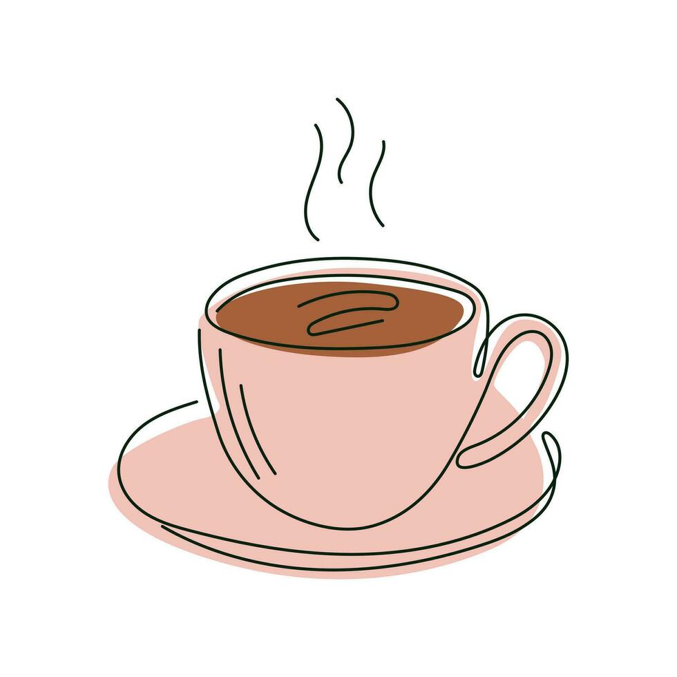 tasse de chaud thé ou café, vecteur isolé ligne art illustration.