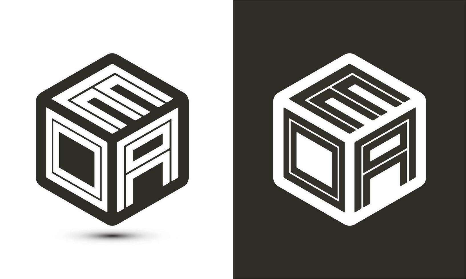 eoa lettre logo conception avec illustrateur cube logo, vecteur logo moderne alphabet Police de caractère chevauchement style.