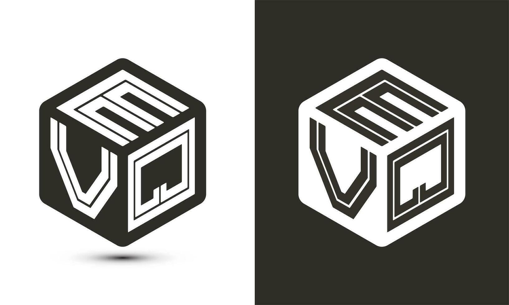 evq lettre logo conception avec illustrateur cube logo, vecteur logo moderne alphabet Police de caractère chevauchement style.