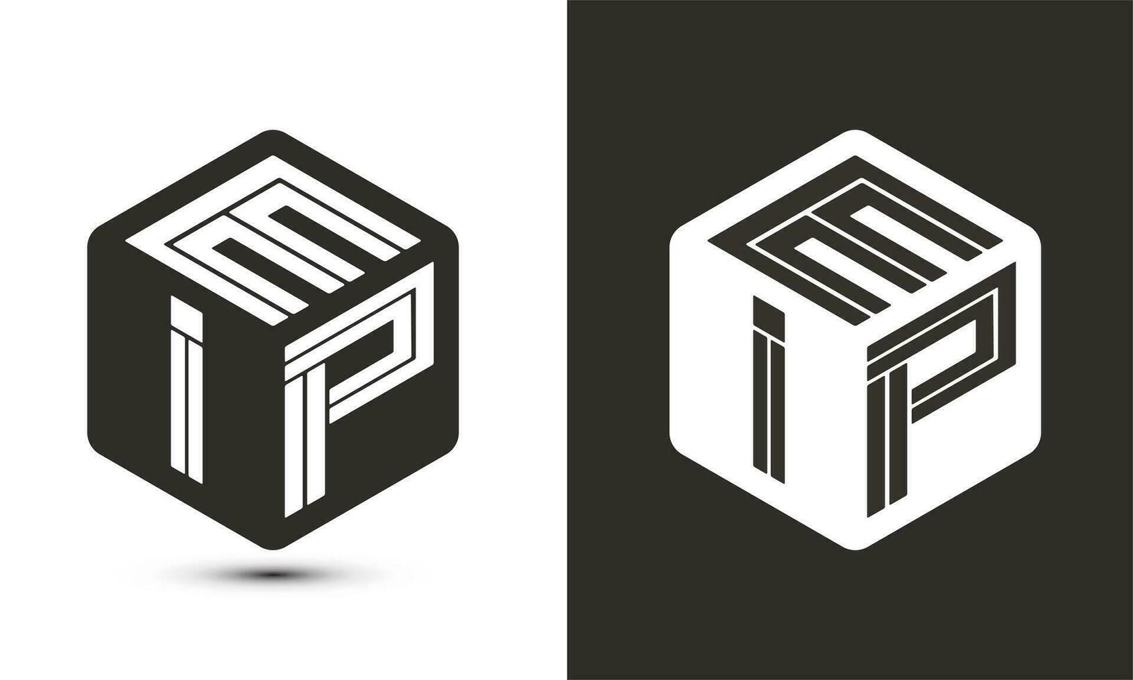 eip lettre logo conception avec illustrateur cube logo, vecteur logo moderne alphabet Police de caractère chevauchement style.