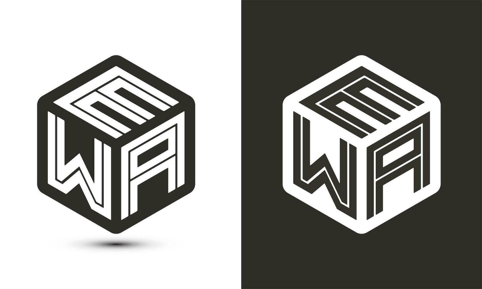 éwa lettre logo conception avec illustrateur cube logo, vecteur logo moderne alphabet Police de caractère chevauchement style.