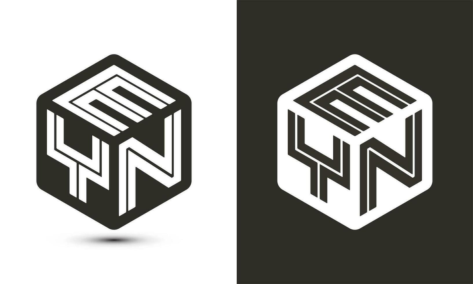 Eyn lettre logo conception avec illustrateur cube logo, vecteur logo moderne alphabet Police de caractère chevauchement style.