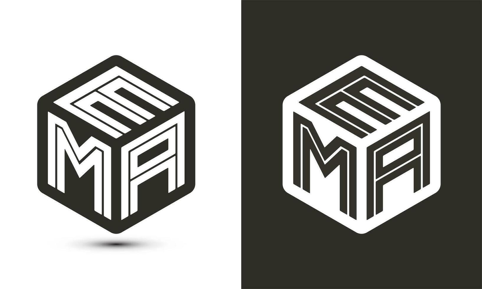 ema lettre logo conception avec illustrateur cube logo, vecteur logo moderne alphabet Police de caractère chevauchement style.