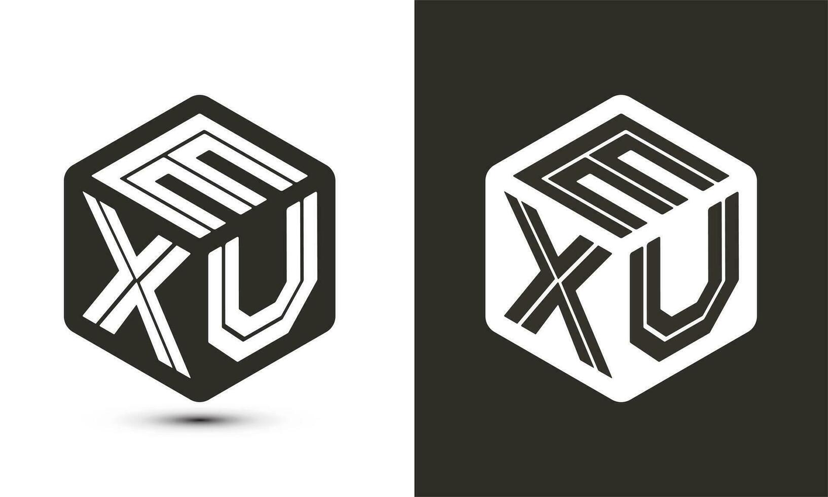 exu lettre logo conception avec illustrateur cube logo, vecteur logo moderne alphabet Police de caractère chevauchement style.