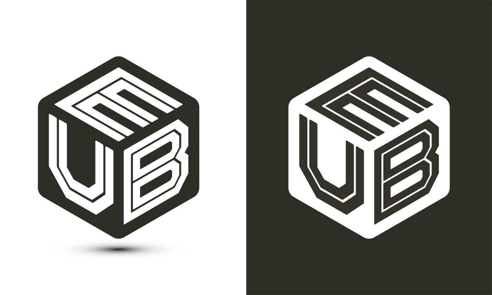 eub lettre logo conception avec illustrateur cube logo, vecteur logo moderne alphabet Police de caractère chevauchement style.