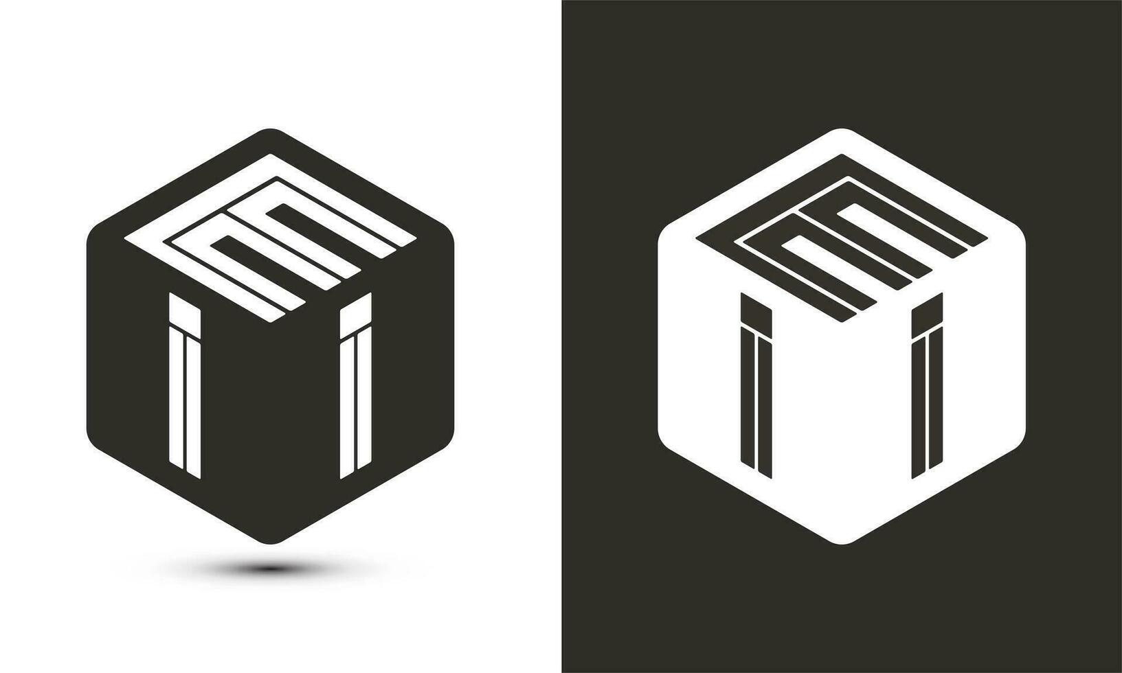 eii lettre logo conception avec illustrateur cube logo, vecteur logo moderne alphabet Police de caractère chevauchement style.