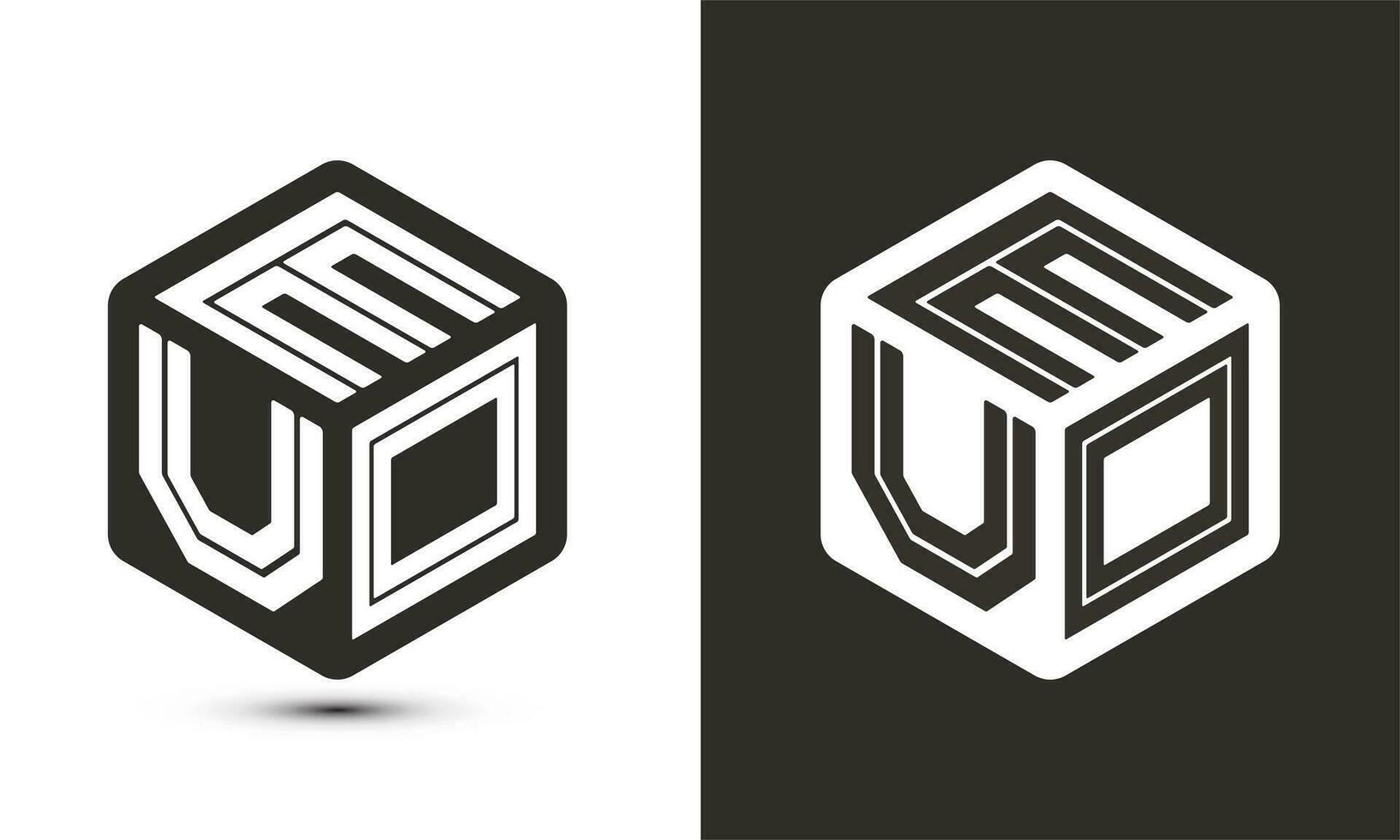 euo lettre logo conception avec illustrateur cube logo, vecteur logo moderne alphabet Police de caractère chevauchement style.