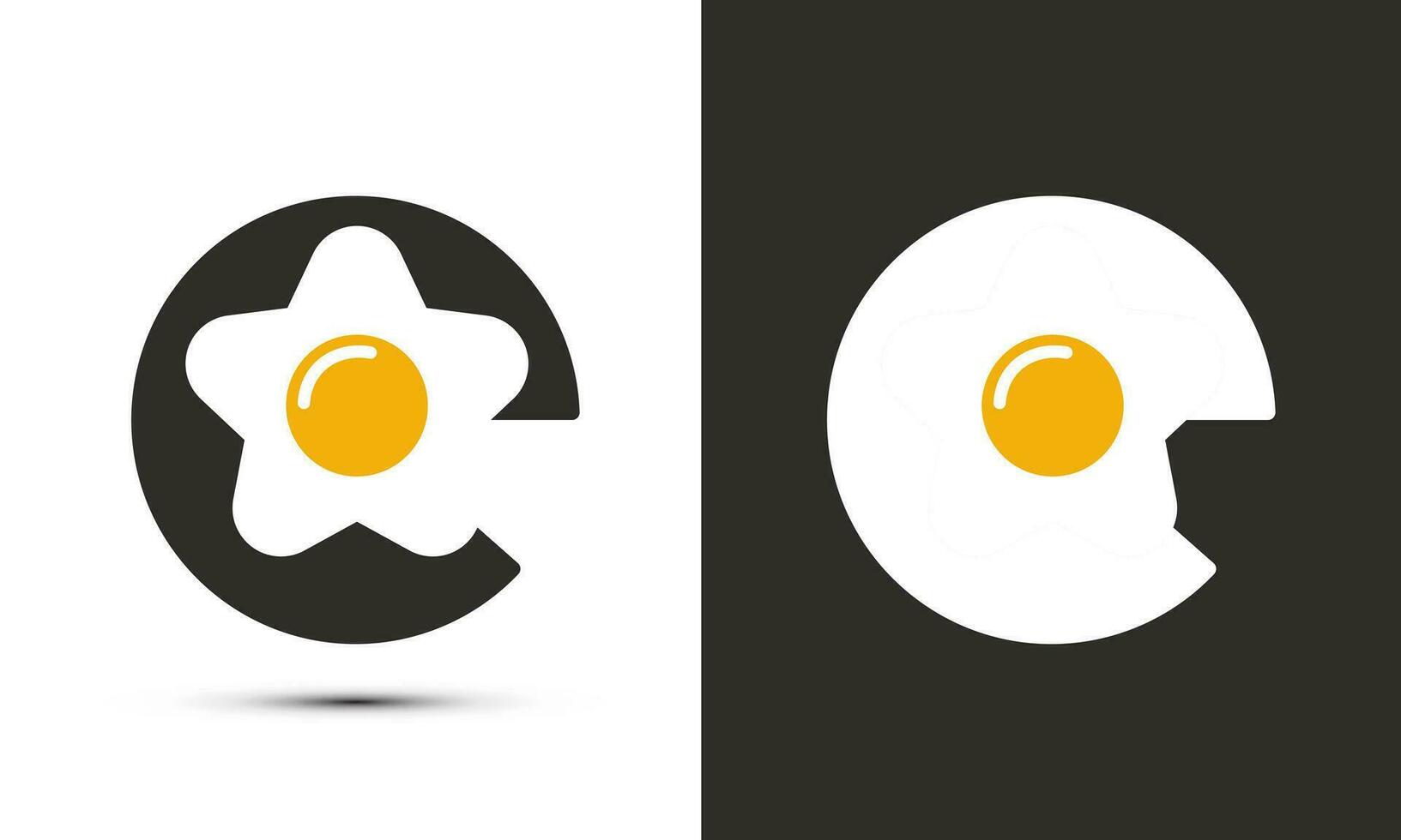 moderne illustration logo conception initiale e combiner avec frit œuf. vecteur