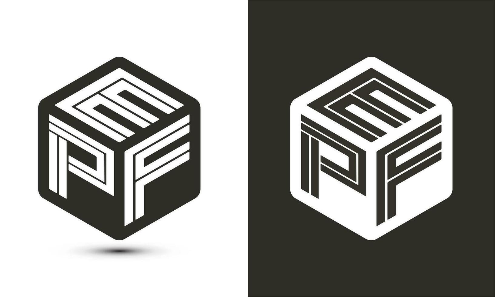 epf lettre logo conception avec illustrateur cube logo, vecteur logo moderne alphabet Police de caractère chevauchement style.