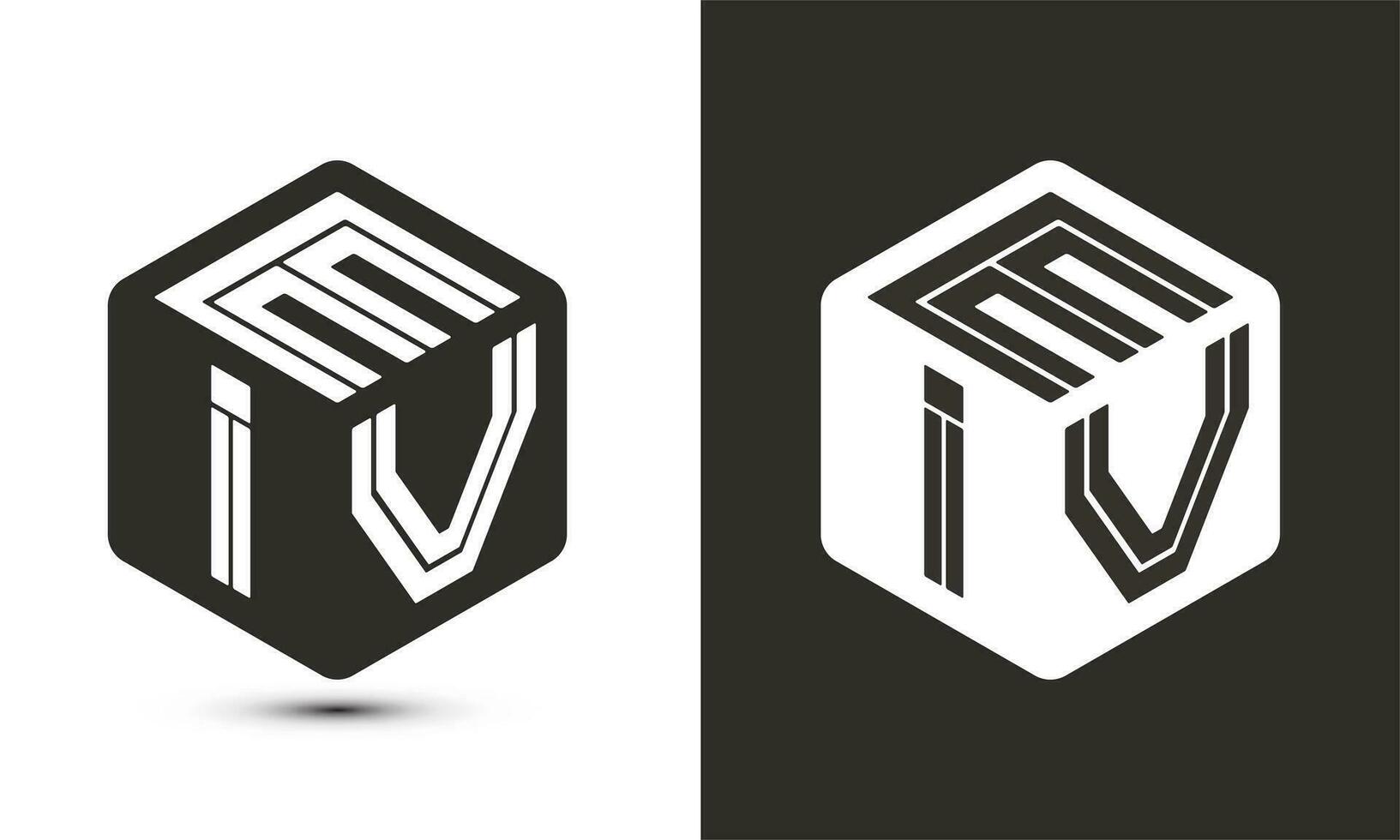 eiv lettre logo conception avec illustrateur cube logo, vecteur logo moderne alphabet Police de caractère chevauchement style.