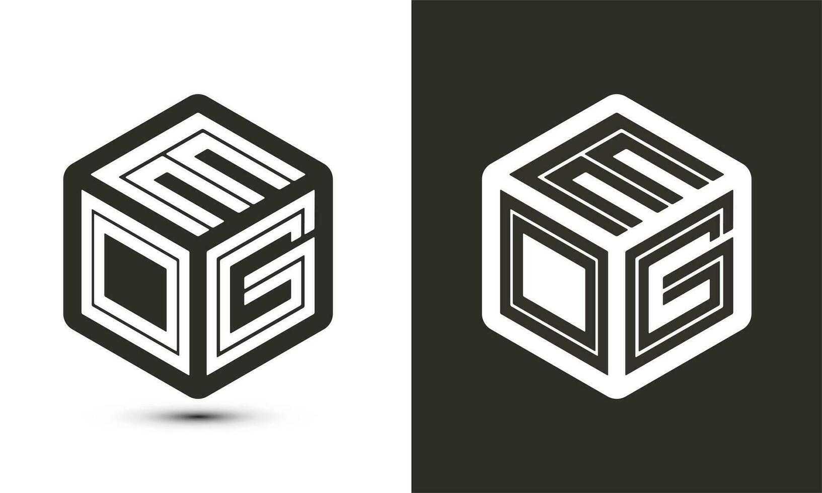eog lettre logo conception avec illustrateur cube logo, vecteur logo moderne alphabet Police de caractère chevauchement style.