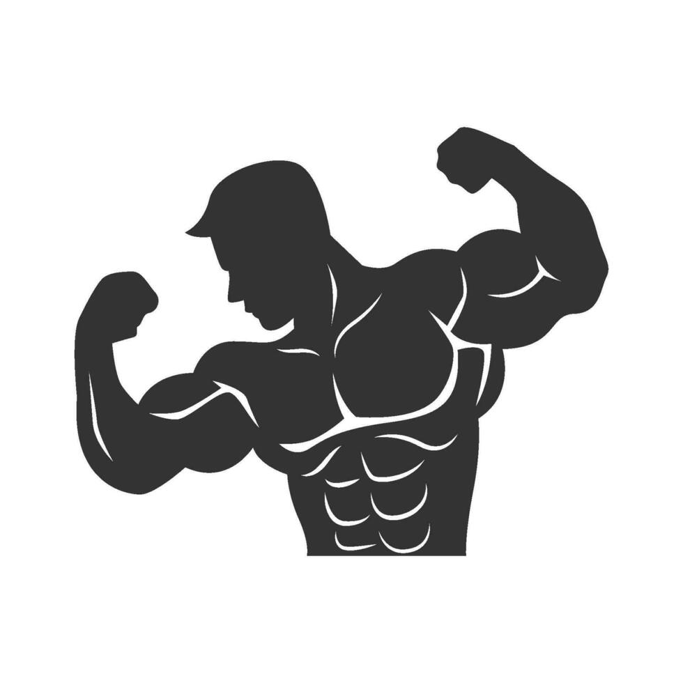 bodybuilder logo icône vecteur