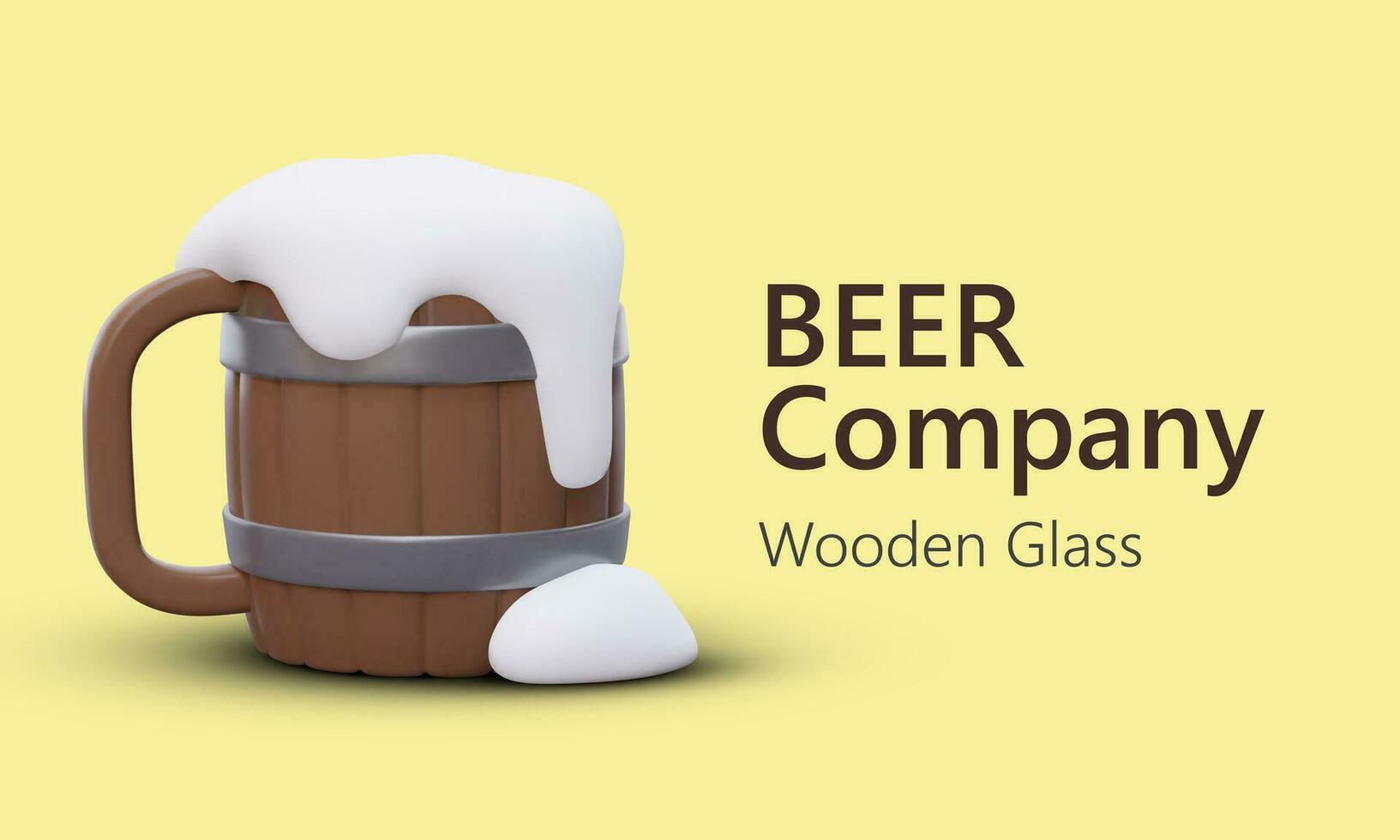 en bois verre pour bière. bannière avec 3d image. durable vaisselle pour portion les boissons dans portions à bar vecteur
