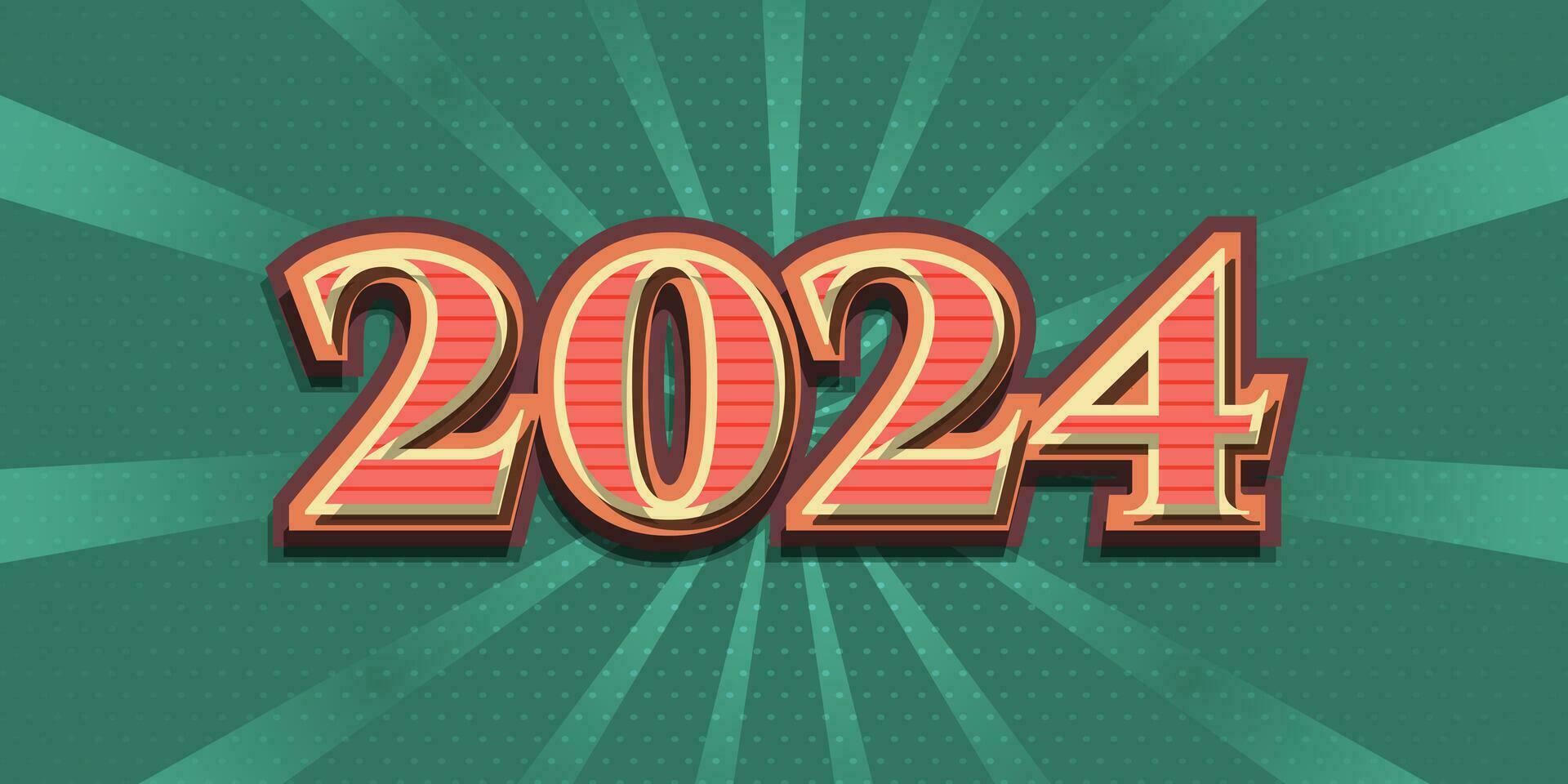 content Nouveau année 2024 conception avec ancien style. vecteur conception pour affiche, bannière, et salutation carte