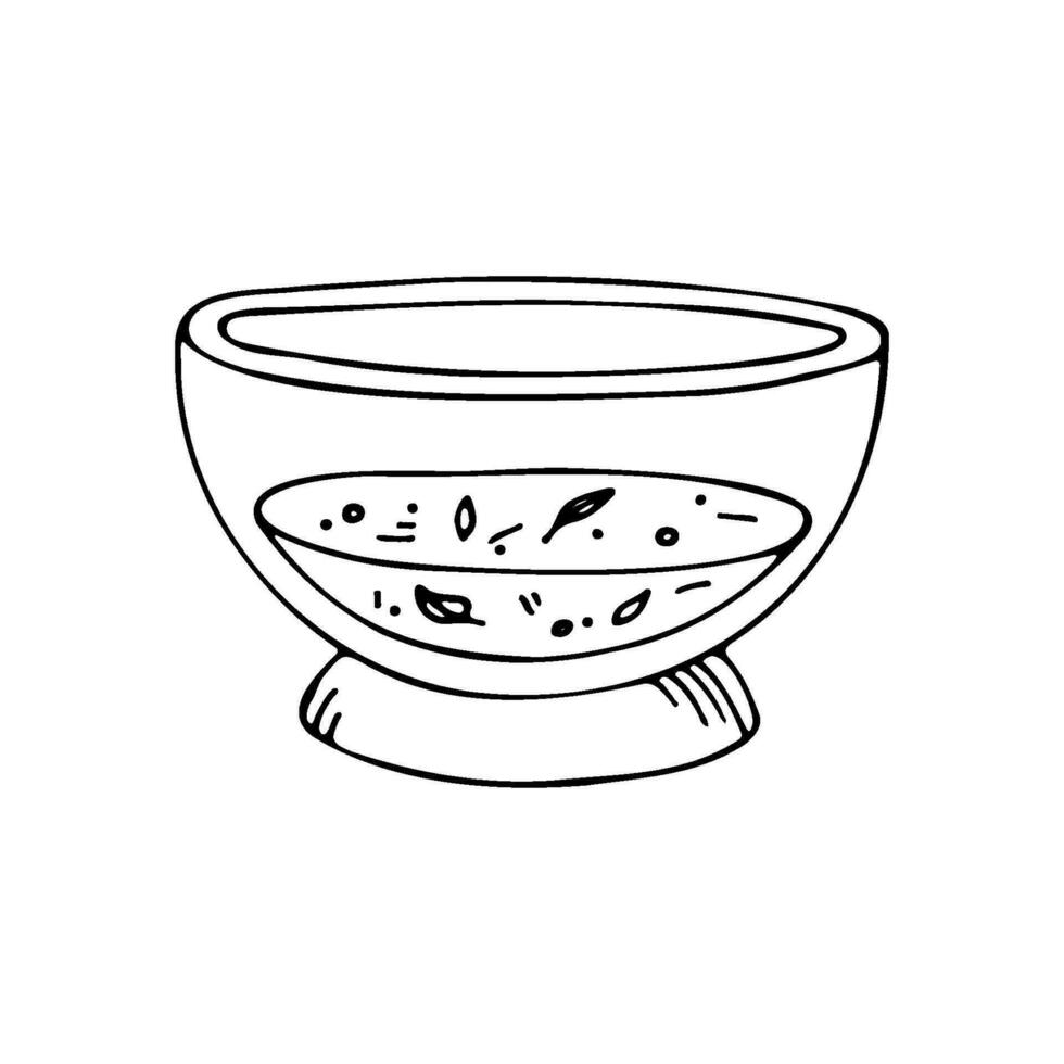 contour main dessin thé pot. théière griffonnage illustration. thé la cérémonie vecteur conception éléments