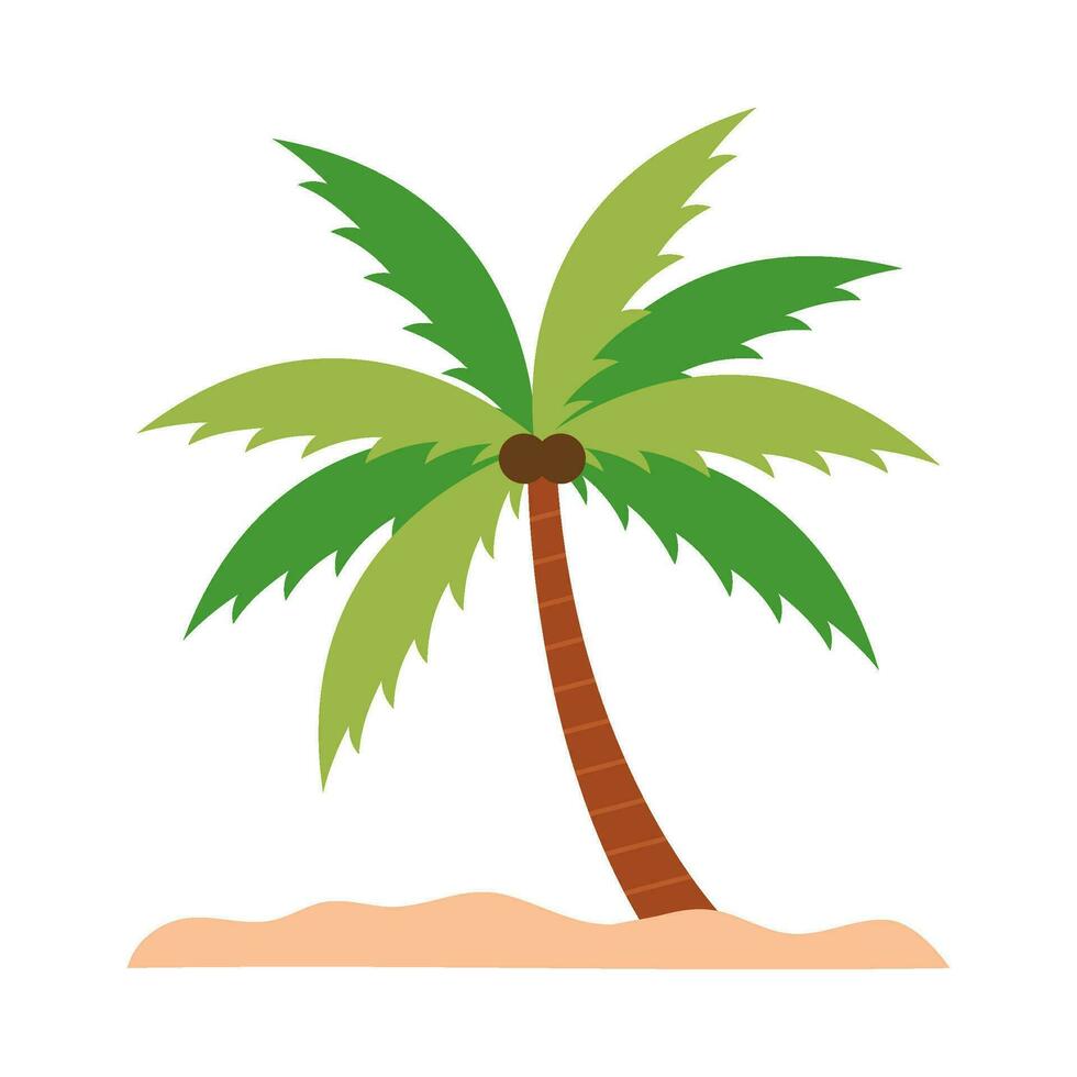 noix de coco des arbres par le plage plat illustration vecteur