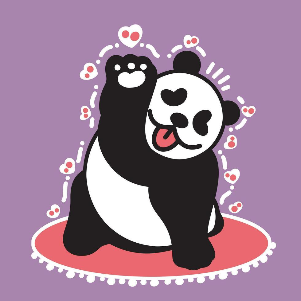 une content et adorable mignonne Panda vecteur
