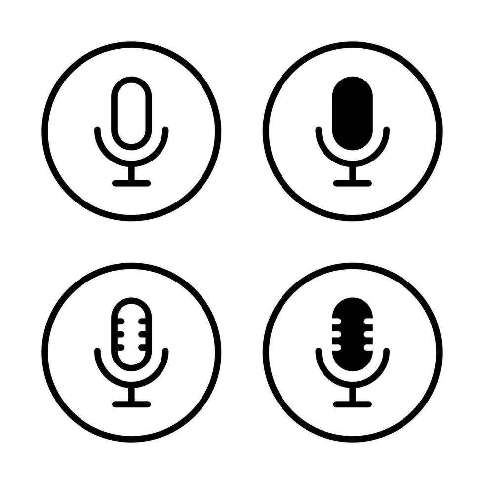 Podcast microphone icône vecteur dans cercle ligne