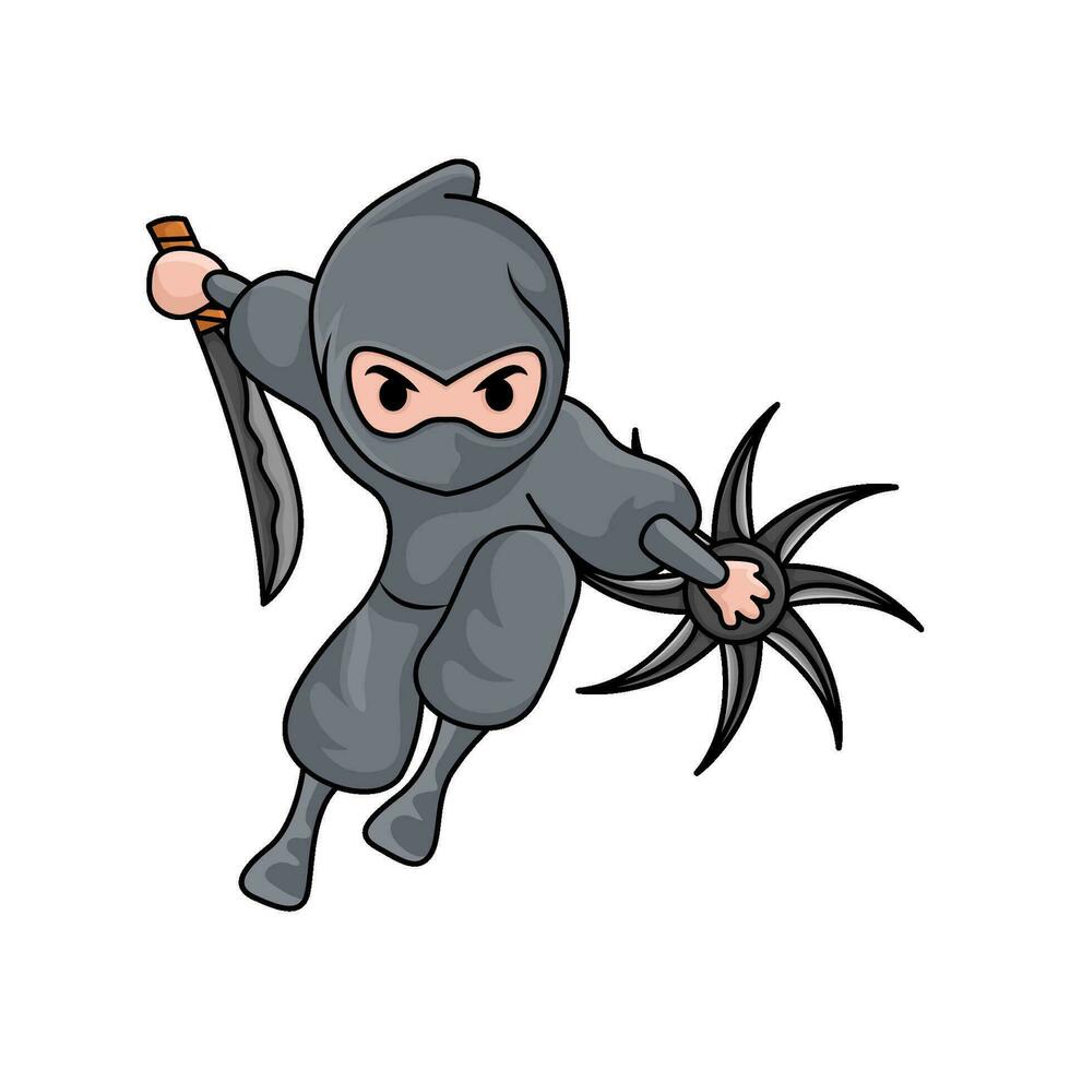 samouraï avec shuriken dans main ninja illustration vecteur