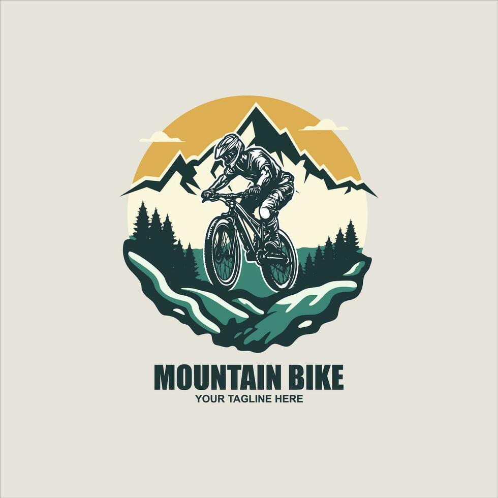 une descente bicyclette cavalier badge Montagne bicyclette logo T-shirt Brooklyn vélo motocross nage libre vecteur