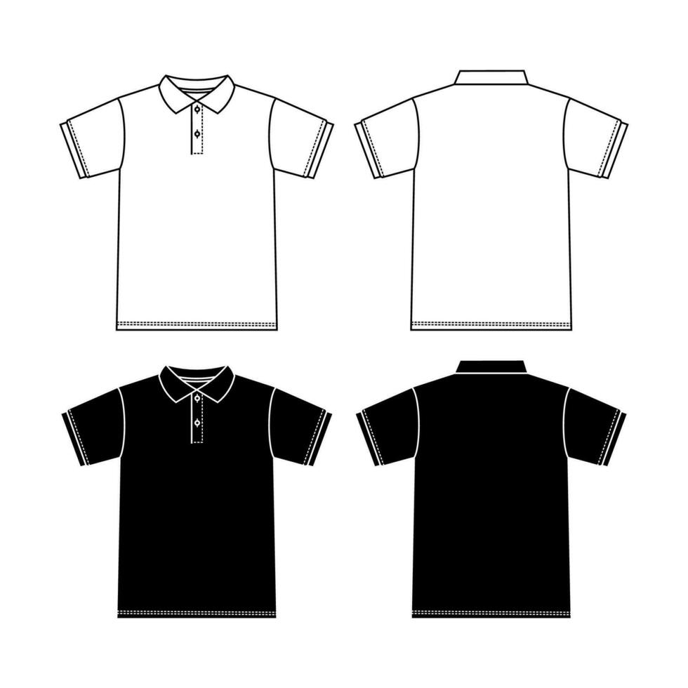 Pour des hommes polo collier t chemise plat esquisser mode illustration dessin modèle moquer en haut avec de face et retour voir. vecteur