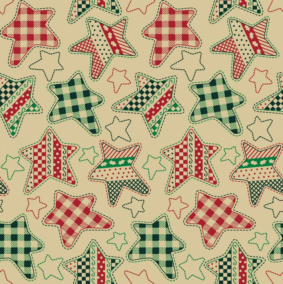 sans couture Noël tricoté patchwork étoiles modèle vecteur