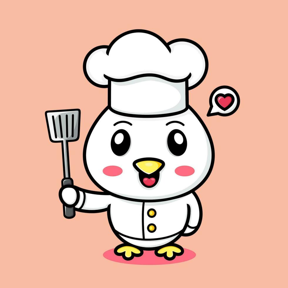 mignonne poulet dessin animé, devenir une chef. vecteur