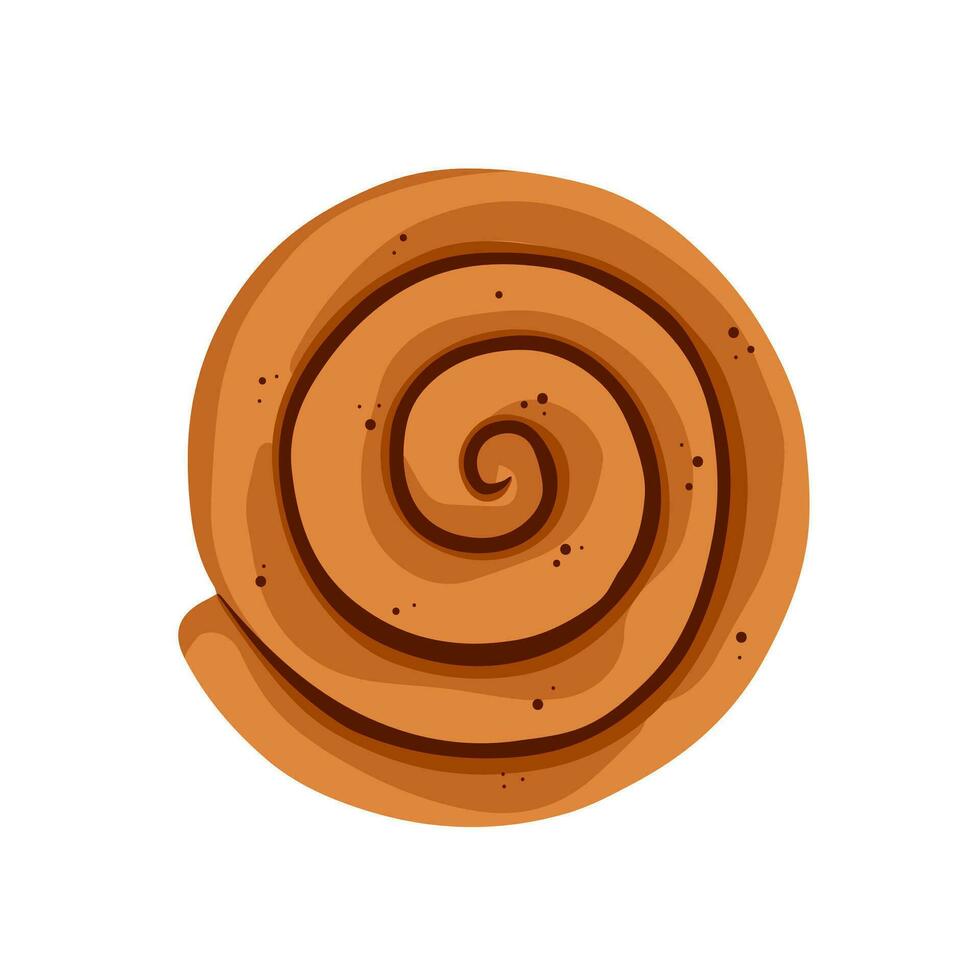 cannelle rouleau. sucré tourbillon chignon avec cannelle. suédois boulangerie. dessiné à la main coloré plat vecteur illustration isolé sur blanc Contexte.